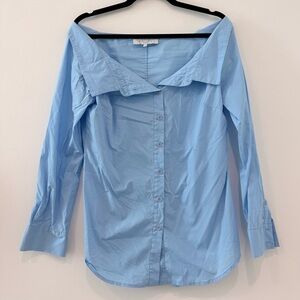 Pearl by Lela Rose Off-Shoulder Button Down Blouse